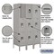 Salsbury Industries Wardrobe Locker, 66inHx36inW, 3 Tiers, Gray 63358GY-U